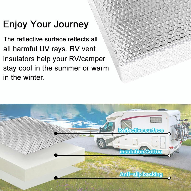 Toldear 1 Pack RV Vent Insulator and Skylight Cover 14″x14″x3″ with UV Protection Layer Reduce Heat Transfer & Increase A/C Efficiency RV Accessories for Vent Inside Camper Trailer - Image 5